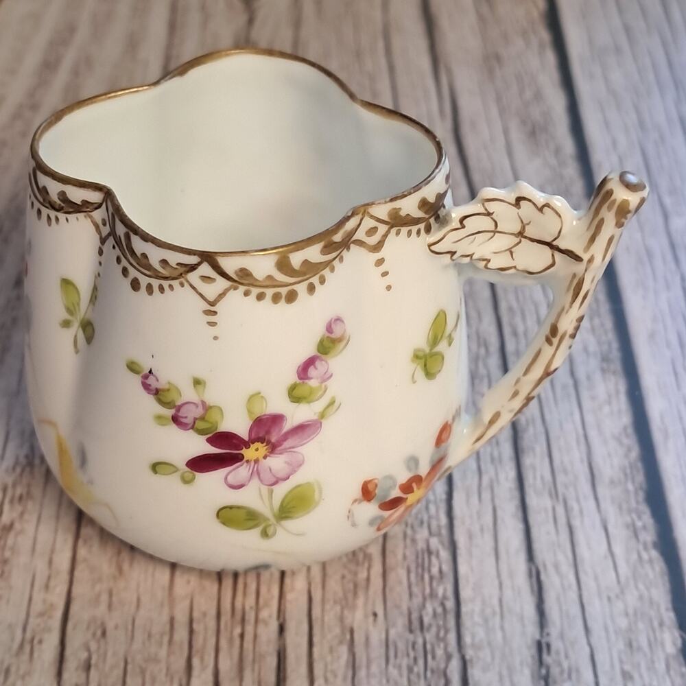Antique Dresden Hand Painted Mini Creamer Rare Unique